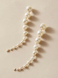Pearl Decor Long Drop Earrings