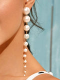 Pearl Decor Long Drop Earrings
