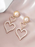 Pearl Drop Heart Earrings