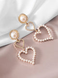 Pearl Drop Heart Earrings