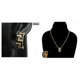 3-pc Necklace, Earrings & Headband Set- Silver or Gold