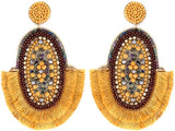 Oval beaded 2 layer Tassel Earrings (available in 3 colors)