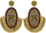 Oval beaded 2 layer Tassel Earrings (available in 3 colors)