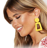 Textured dangle geometric shape earrings