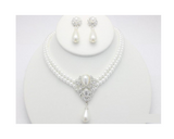 White Pearl Silver Necklace & Earrings Set