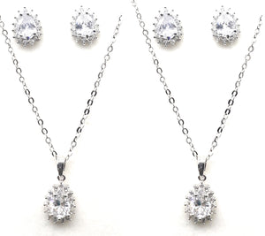 Crystal Tear Drop Necklace & Earrings Set