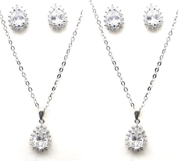Crystal Tear Drop Necklace & Earrings Set