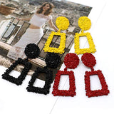 Textured dangle geometric shape earrings