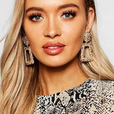 Textured dangle geometric shape earrings