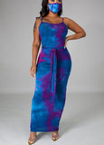 "Tie Dye Treat" Maxi Dress - Blue
