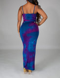 "Tie Dye Treat" Maxi Dress - Blue