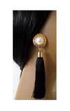 Designer Inspired Pearl Detailed Tassel Earrings