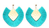 Gold plated hanging fringe dangle tassel earrings