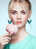 Geometric triangle fringe silky tassel earrings