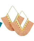 Geometric triangle fringe silky tassel earrings