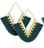 Geometric triangle fringe silky tassel earrings