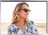 Geometric triangle fringe silky tassel earrings
