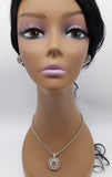 2-pc Two tone Champagne Cz Necklace & Earrings Set