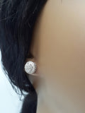 Genuine White Diamond Stud Earrings - Sterling Silver