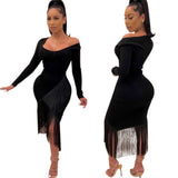 "Tassel Me" Black Dress