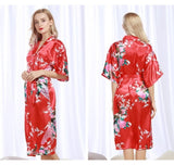 "Peacock Princess" Women's Sexy Silky Kimono Robes
