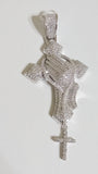 Unisex Sterling Silver Cross w/ small hanging cross pendant - Women & Men