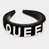 Black Velvet "Queen" Bling Headband