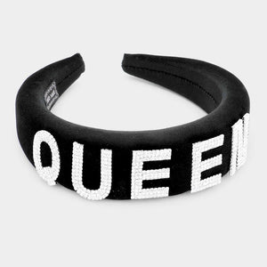 Black Velvet "Queen" Bling Headband