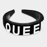 Black Velvet "Queen" Bling Headband