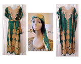 Women's Kaftan nightgown with matching scarf (or headband)