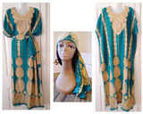Women's Kaftan nightgown with matching scarf (or headband)