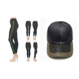 Women's Black & Gold Greek pattern leggings & hat