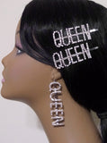 "Queen" hair pins with matching Queen earrings Set