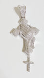 Unisex Sterling Silver Cross w/ small hanging cross pendant - Women & Men