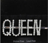 "Queen" hair pins with matching Queen earrings Set