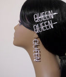 "Queen" hair pins with matching Queen earrings Set